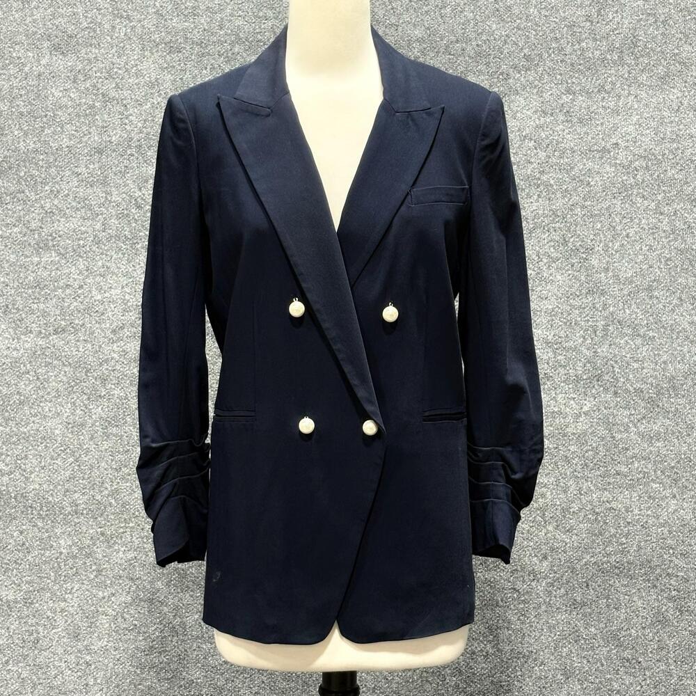 Veronica Beard Blazer Womens 8 Navy Batista Dickey Jacket Pear Button Career
